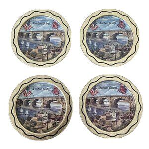 Set of 4, Vintage, Metal Tin London Bridge Coasters, Lake Havisu City, Arizona